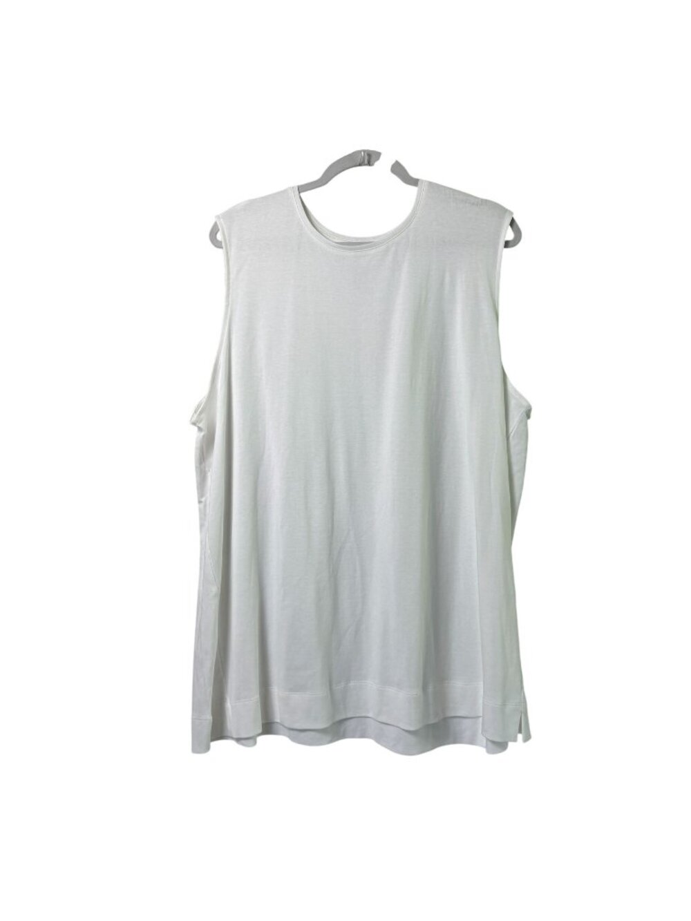 J Jill Perfect Pima Forward Seam Tank Top Size 3X White Cotton Split Hem